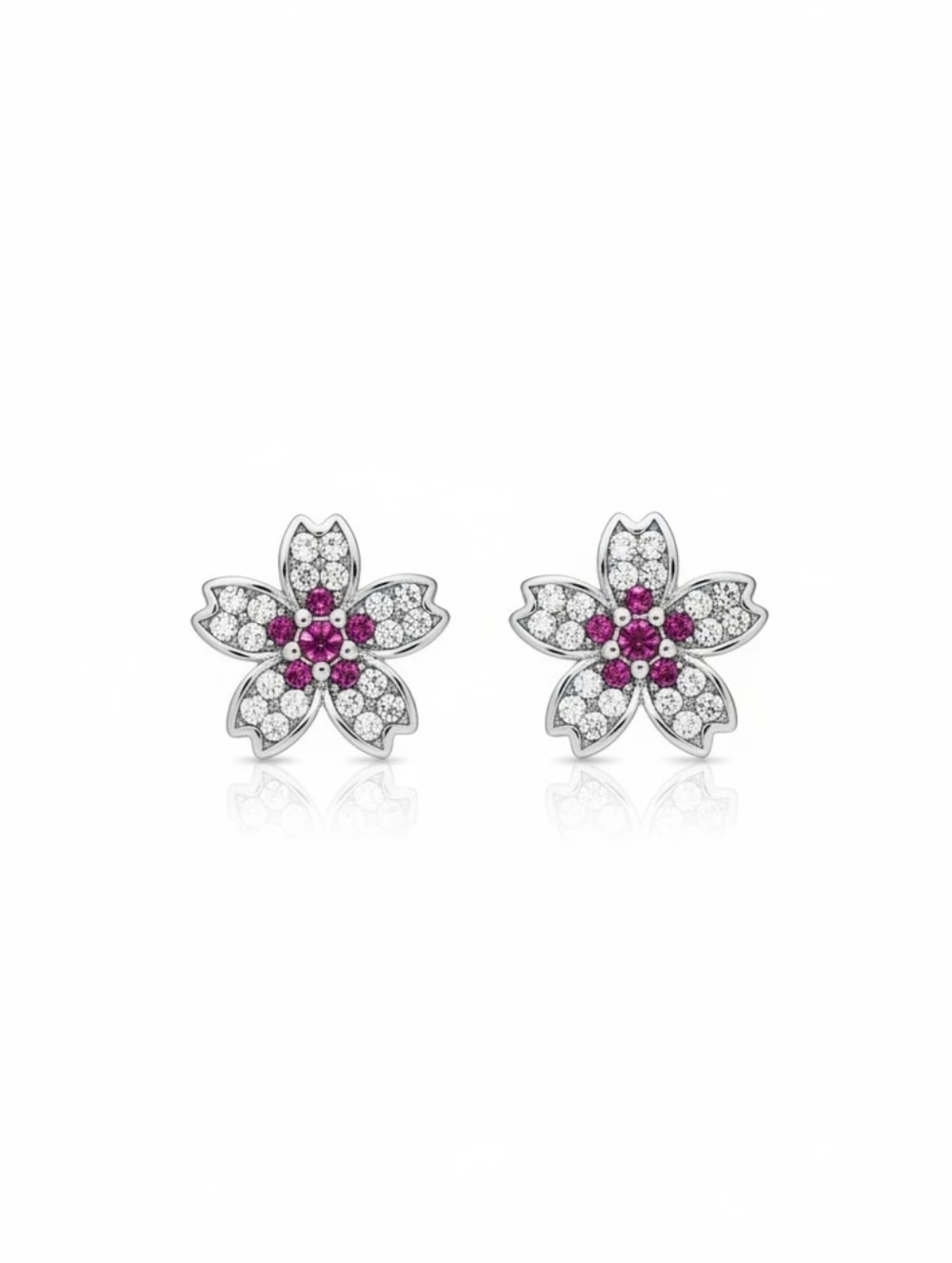 kate spade Silver Floral Stud Earrings with Pink Center Stones